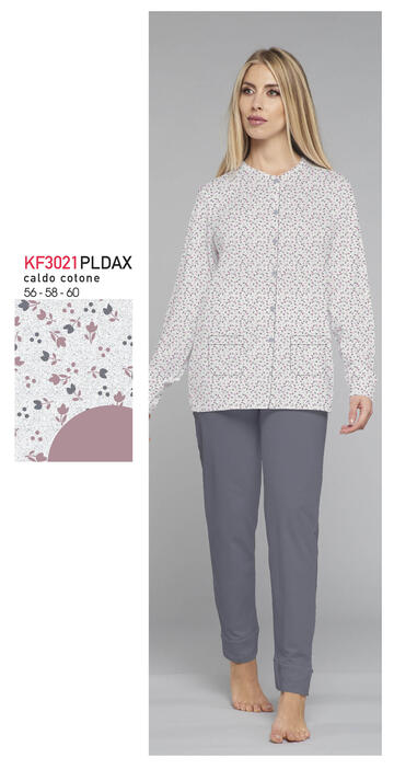ART. KF3021 PLDAX- pigiama donna interlock aperto m/l kf3021 pldax - Fratelli Parenti